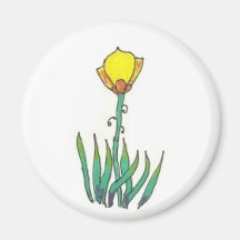 Tulipe jaune de Nouveau d'art Magnets Pour Réfrigérateur