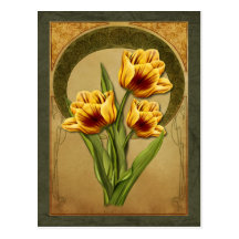 Tulipes d'art déco carte postale