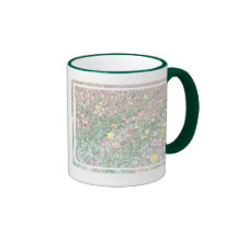 Tulips Hand Drawing Large Green Ringer Mug