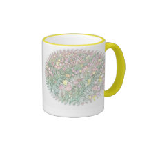 Tulips Hand Drawing Yellow Ringer Mug