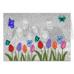 Tulips with butterflies template card