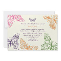Tummy Flutters Baby Shower Invite ivory