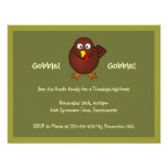 Turkey gobble Thanksgiving green brown invitation