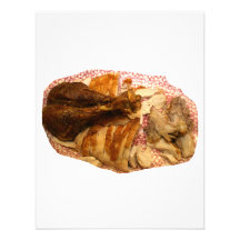 turkey leg and meat on red white platter custom invite