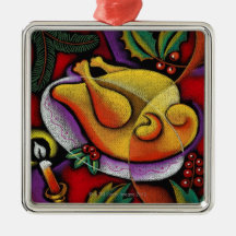 Turkey on platter christmas ornament