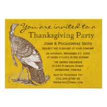 Turkey Thanksgiving Party Card