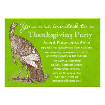 Turkey Thanksgiving Party Card