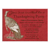 Turkey Thanksgiving Party Cards