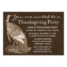 Turkey Thanksgiving Party Custom Announcements