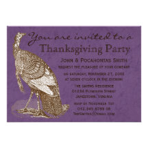 Turkey Thanksgiving Party Personalized Invite