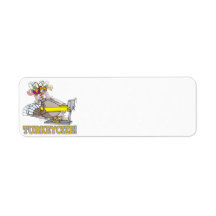Turkeycize exercising turkey cartoon custom return address label