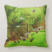 Turkeys In Flight Pillow