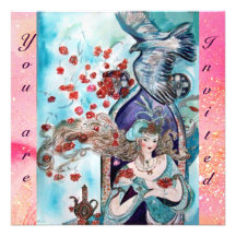 TURKISH FAIRY TALE ,bright  red blue pink sparkles Personalized Invites