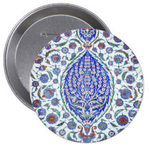 Turkish floral tiles pinback buttons