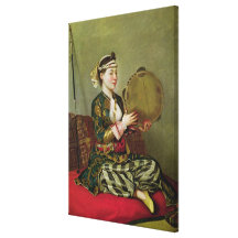 Turkish Woman with a Tambourine Stretched Canvas Print