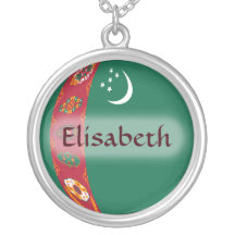 Turkmenistan Flag + Name Necklace