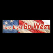 Turn Right Go West bumper stickers