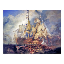 turner, the battle of trafalgar (1822) postcards