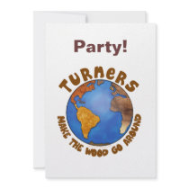 Turners Globe Funny Woodturning Earth Personalized Invite