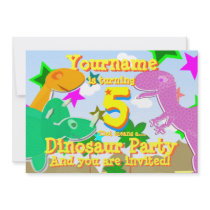 Turning 5 Dinosaur Birthday Party Invitations