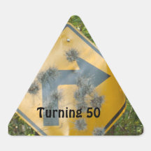 Turning a year older triangle stickers