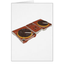 Turntable Double DJ Grunged Graphic Greeting Cards