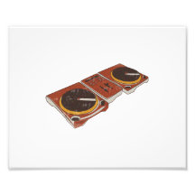 Turntable Double DJ Grunged Graphic Photo Print