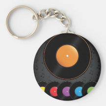 Turntable Records In Vivid Colors Key Chain
