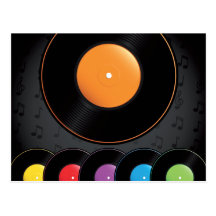 Turntable Records In Vivid Colors Post Cards