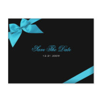 Turqoise Ribbon Wedding Invitation Save the Date Postcards