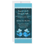 Turqouise Love Birds Long Wedding Invitation