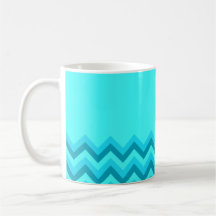 Turquiose Zig Zag Pattern. Part Plain. Coffee Mugs