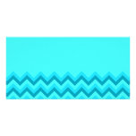 Turquiose Zig Zag Pattern. Part Plain. Photo Greeting Card