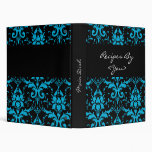 Turquoise and Black Damask Recipe Book Binder