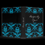 Turquoise and Black Damask Recipe Book Binder binders