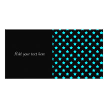 Turquoise and Black Star Pattern Picture Card