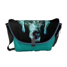 Turquoise and black weimaraner messanger bag commuter bag