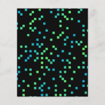 Turquoise and Blue Squares on Black. Full Color Flyer