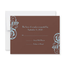 Turquoise and Brown Chic Wedding RSVP Personalized Announcement