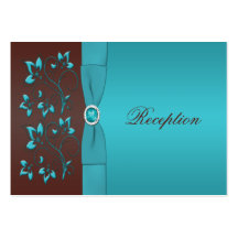Turquoise and Brown Floral Enclosure Card Business Card Template
