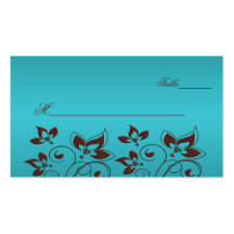 Turquoise and Brown Floral Placecards Business Cards