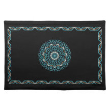 turquoise and brown placemat