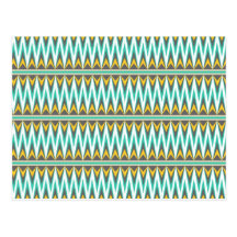 Turquoise and Gold Tribal Arrowhead Zigzags Print Postcards