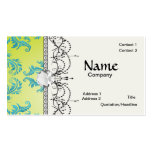 turquoise and lime green ornate damask business card templates