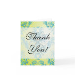 turquoise and lime green ornate damask card
