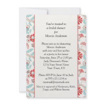 Turquoise and Orange Floral Bridal Shower Invite
