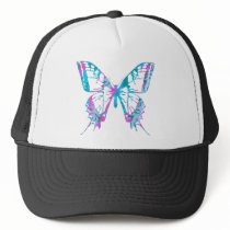 Turquoise and Pink Butterfly Hat