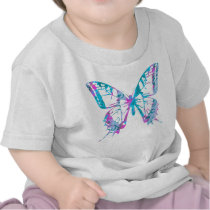 Turquoise and Pink Butterfly Shirt