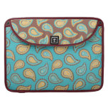 turquoise and taupe paisley pattern sleeve for MacBooks