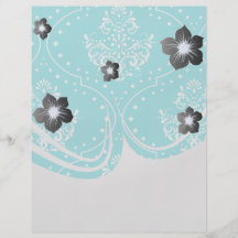 turquoise and white henna style damask. full color flyer